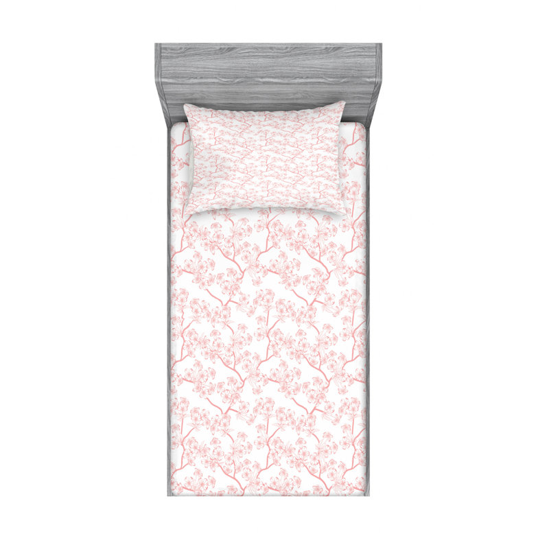 Microfiber Floral Sheet Set, Twin Sheet Set with Fitted Sheet