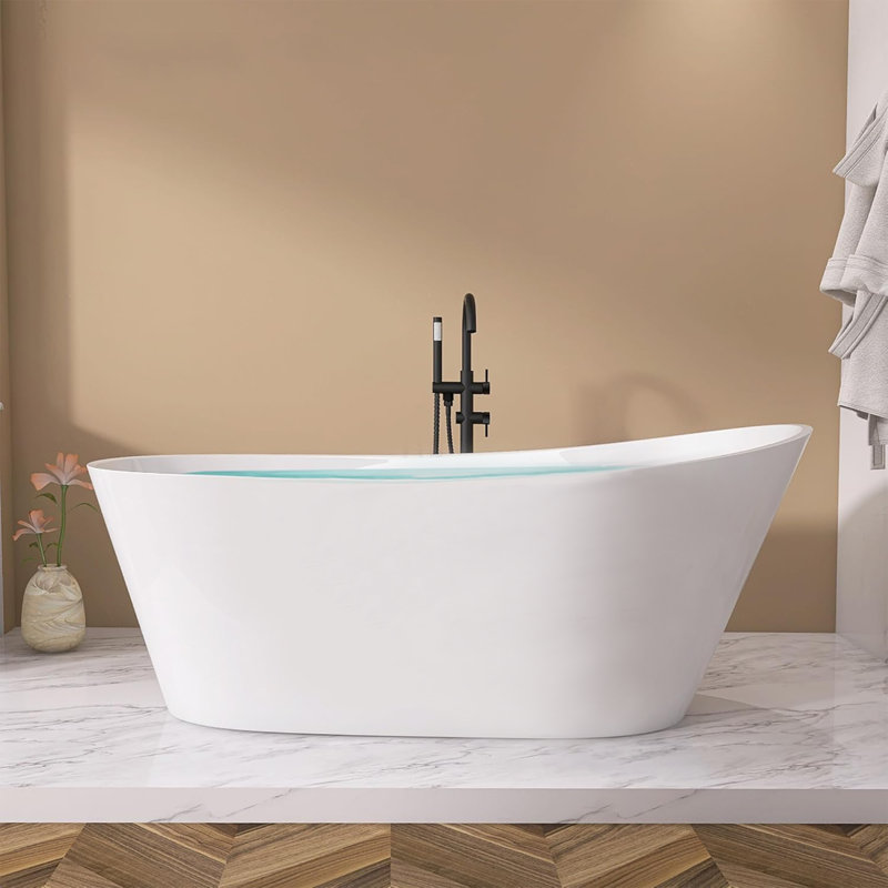 67'' Acrylic Freestanding Bathtub,Deep Soaking Bathtub