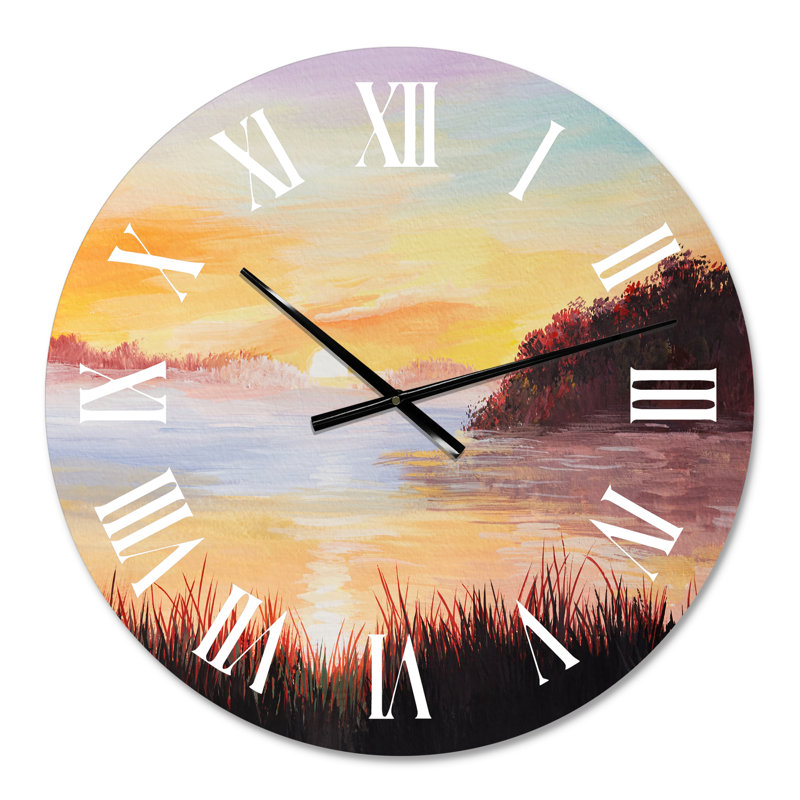 Sur le lac avec les roseaux - horloge murale nautique et côtière, Petit