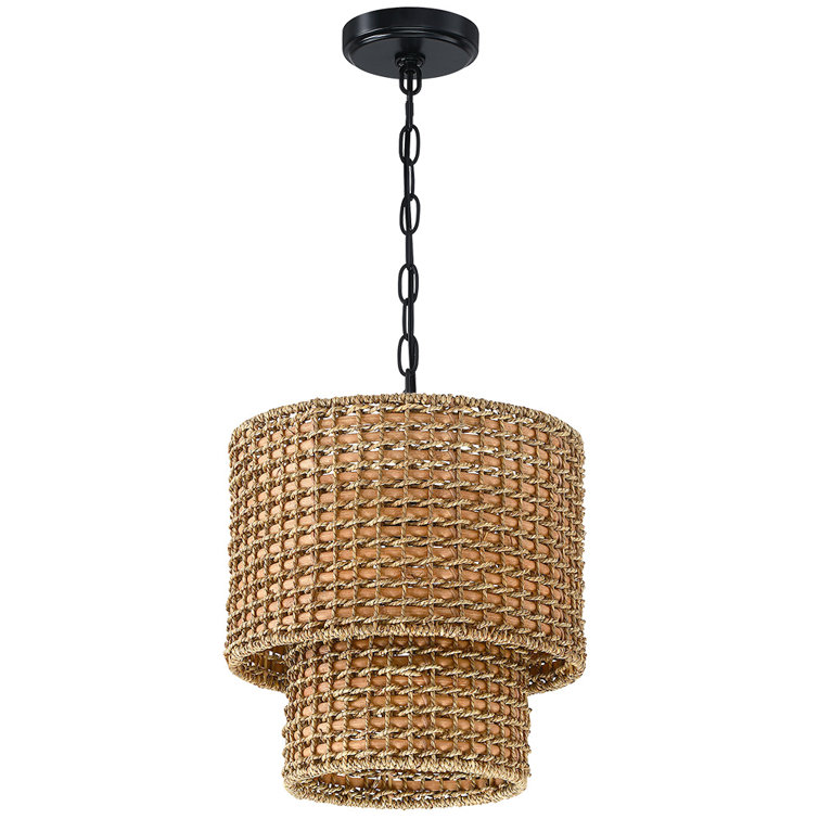 1 - Light Single Woven Rattan Wicker Pendant Light