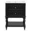 Meuble-lavabo rétro avec lavabo en céramique et rangement intelligent-656303038