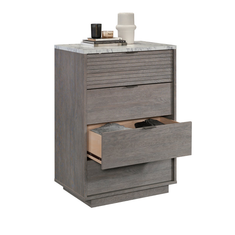 Commode 4 tiroirs avec dessus en faux marbre