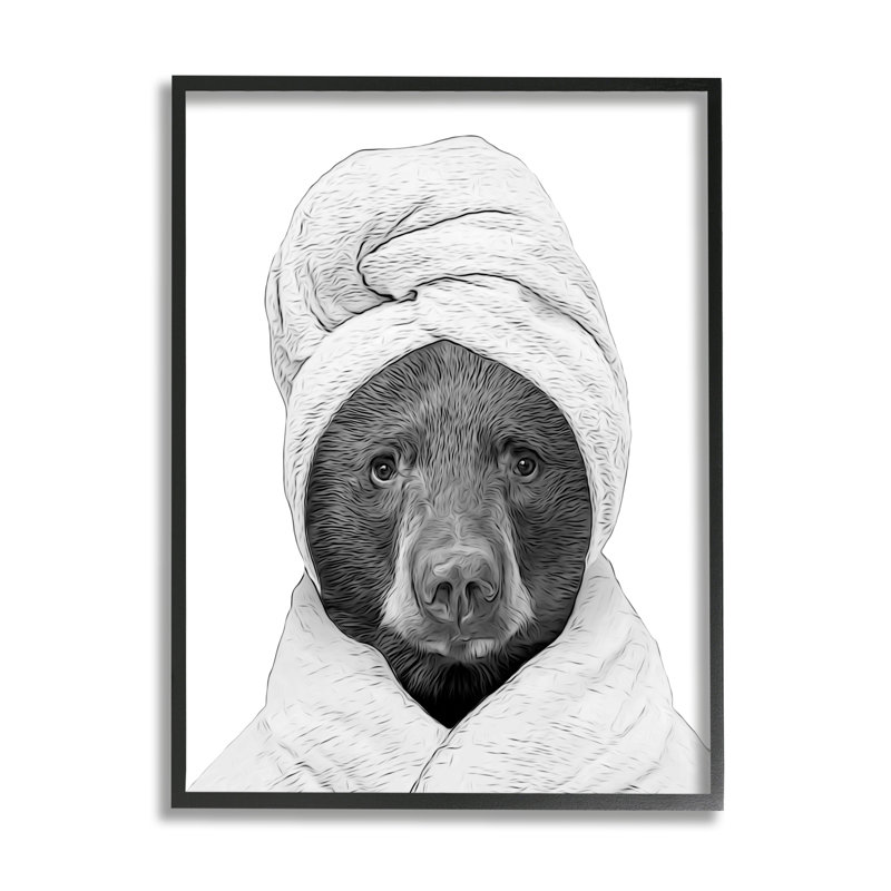 "Bear Bear", Giclée encadrée noir minuit, H 24 po x l 30 po x P 1,5 po
