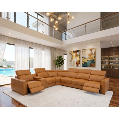 Canapé modulaire inclinable en cuir Bluffledale