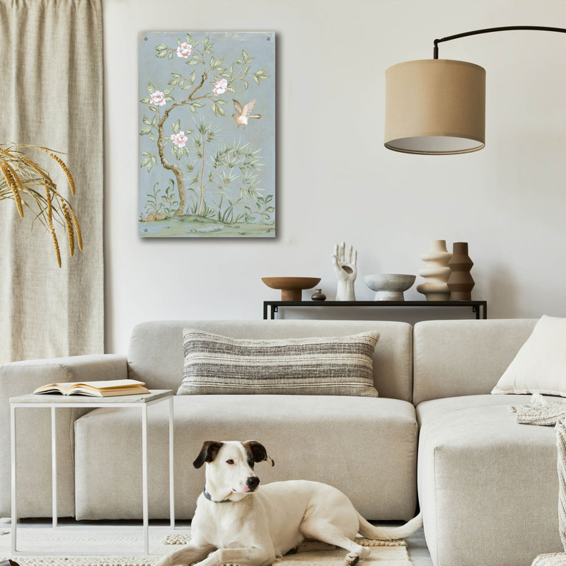 «Spring Mural 2 Blue» par Julia Purinton, art mural en verre acrylique, H 36 po x l 24 po x P 0,2 po