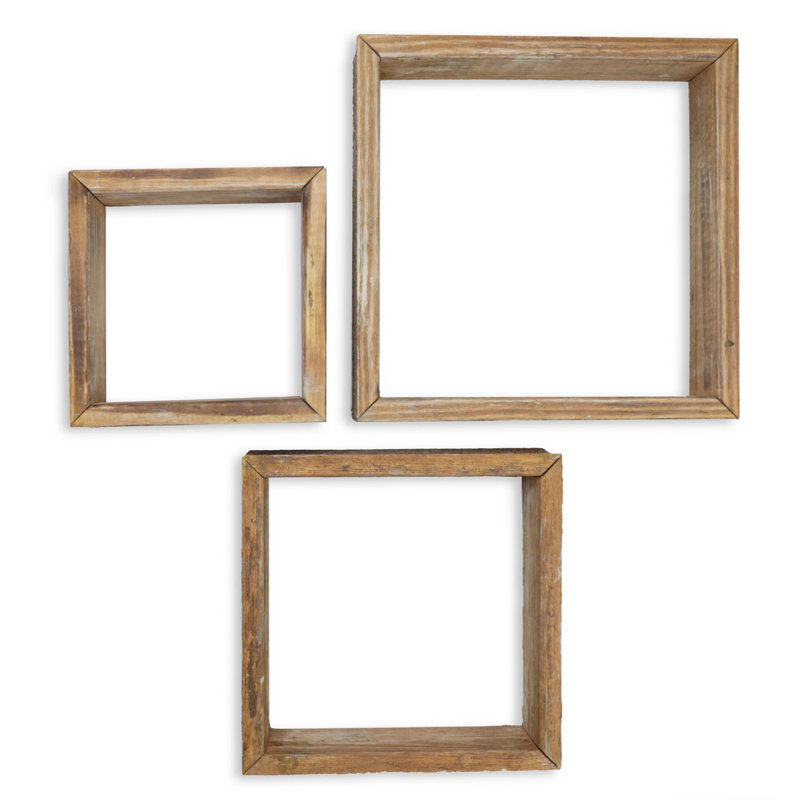 Square Cube Shelf with Adjustable Shelves, Weathered Brown