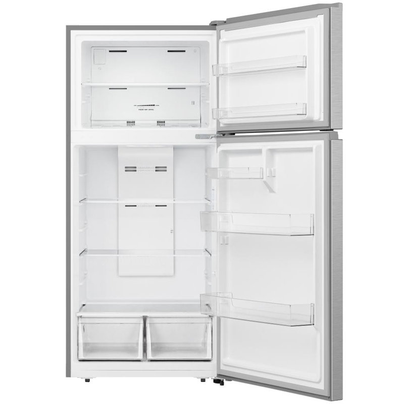 Réfrigérateur d'appartement avec congélateur sur le dessus 18 pi. Cu. Impecca, Acier Inoxydable