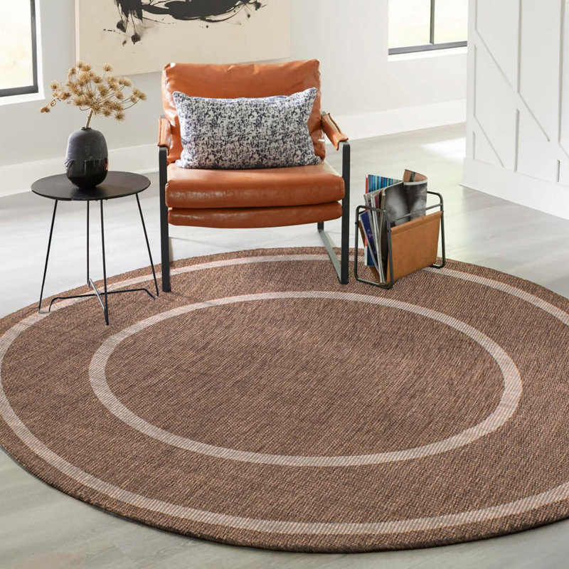 Tapis taupe en jute ivoire Natura 2 pi 8 po x 8 pi 2 po, Rond 6 pi 7 po