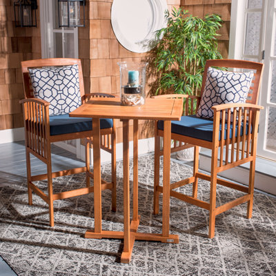 Kirsta 2 - Person Wood Patio Dining Set with Square Table , Cushions Included