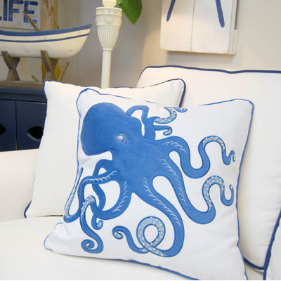 Embroidered Outdoor Throw Pillow