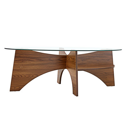 Wood Coffee Table with Glass Top
