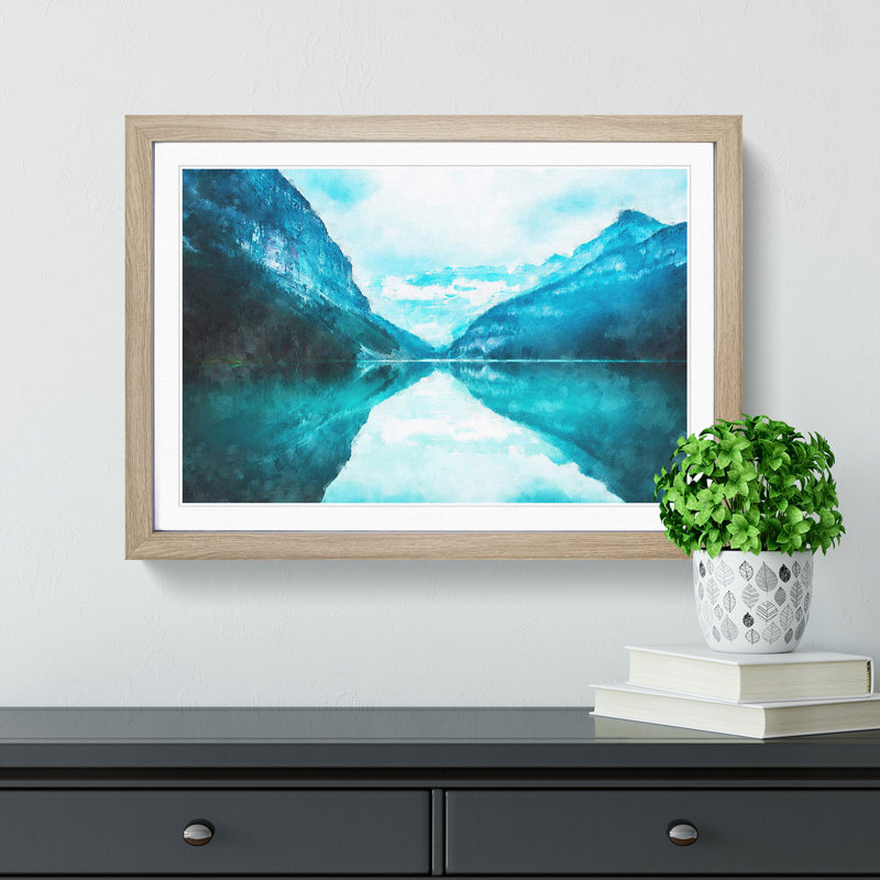 Lake Louise in Canada - Picture Frame Painting Print, 33cm H x 45cm W x 2cm D, Oak Framed