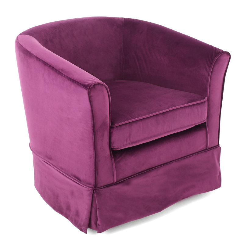 Aajaylah Upholstered Swivel Barrel Chair, Fuchsia Velvet