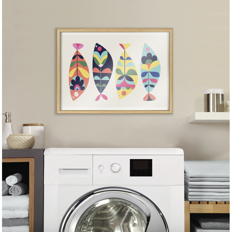 MCM Fish by Rachel Lee 3 Birdies Studio Framed Glass Wall Art