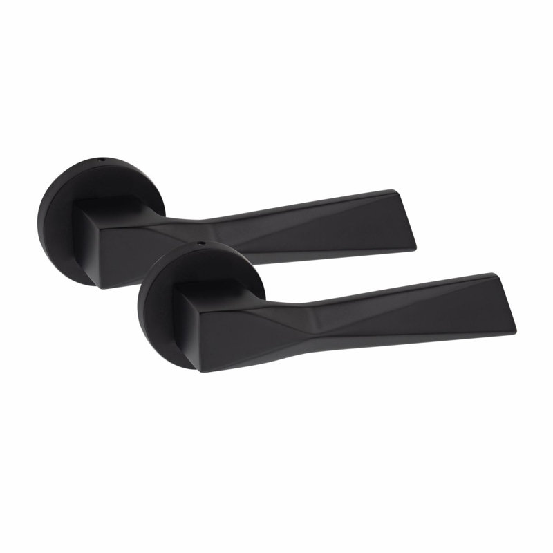  Modern Aura Euro Lock Door Handles in Matt Black Finish with 70mm Key and Barrell