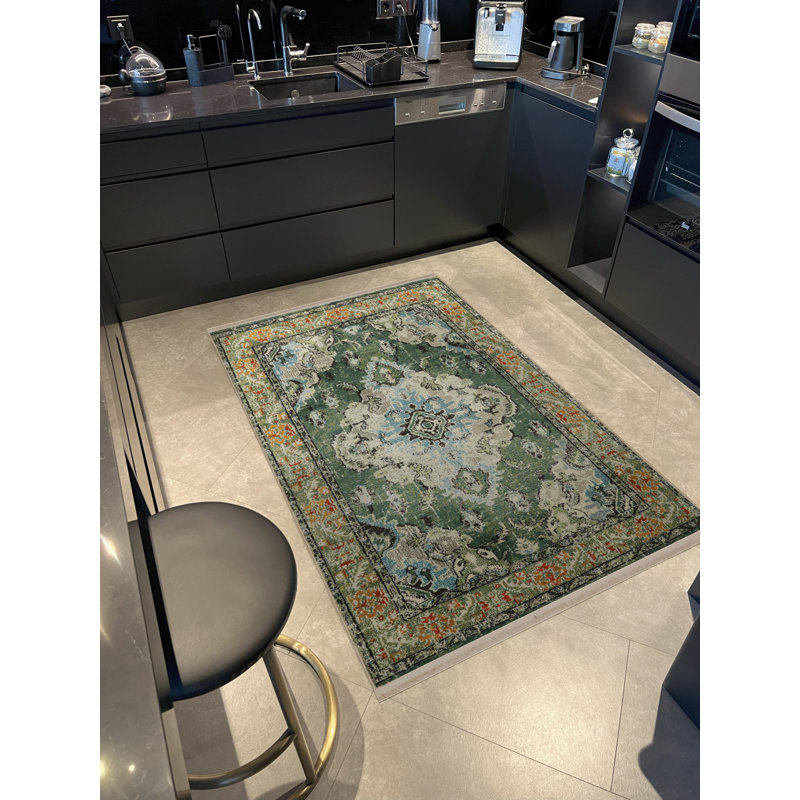 Tapis décoratif multicolore à motif écologique, Tapis de couloir 3 pi 9 po x 6 pi 6 po