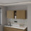 Armoire murale Luray en mélamine avec 4 portes et rangement ouvert, chêne naturel