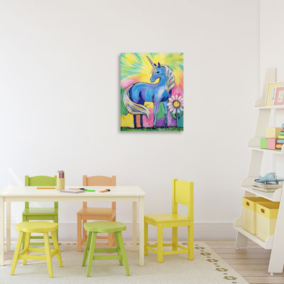 Magical Unicorn in Rainbow Meadow Canvas, design by Nettie Price