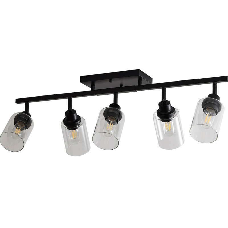 Éclairage à 5 rails, conception moderne, projecteur rotatif, abat-jour en verre, fixation au plafond ou au mur, pour salle de bain, salle à manger, luminaires noirs pour installation intérieure, ensemble, têtes réglables, douille E26,