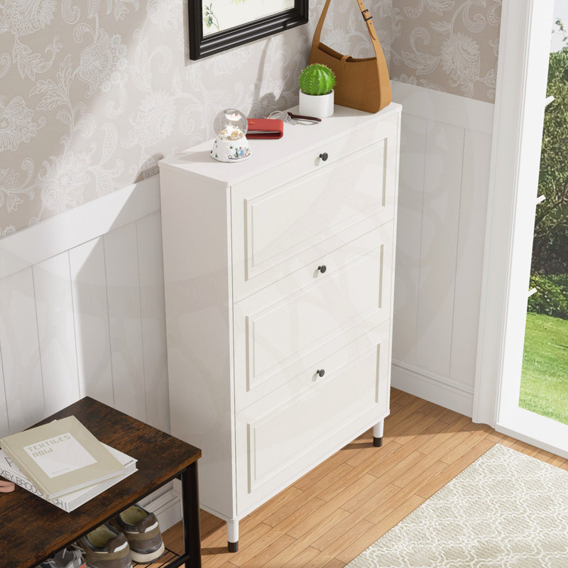 Entryway Elegance Shoe Cabinet with Smart Flip & Divide System, Dust-Proof Compartments, and Slim Profile for Modern Homes
