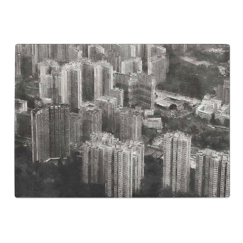 Tempered Glass Hong Kong Skyline Abstract Chopping Board, 20 cm x 28.5 cm