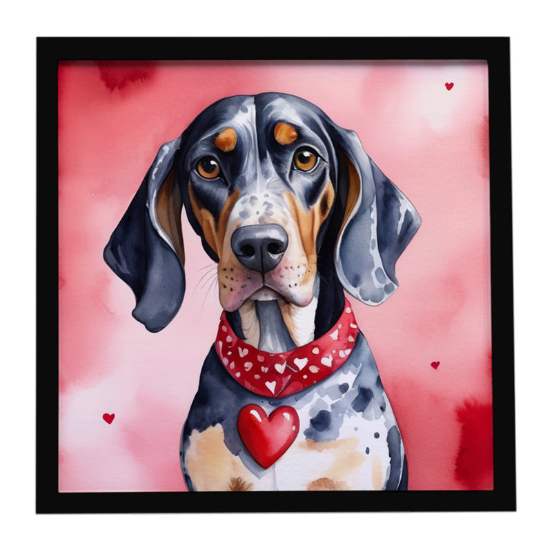 Bluetick Coonhound My Valentine, reproduction d'art encadrée