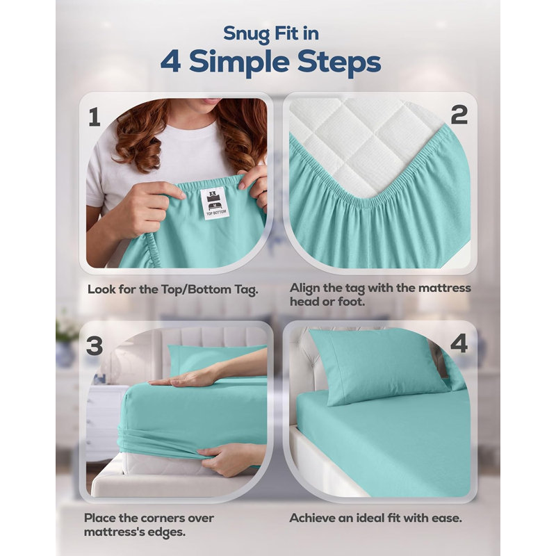 Drap-housse Utopia Bedding pour lit double - Drap-housse - Poche profonde - Microfibre douce - Résistant au rétrécissement et à la décoloration - Entretien facile - 1 drap-housse seulement (Bleu spa)