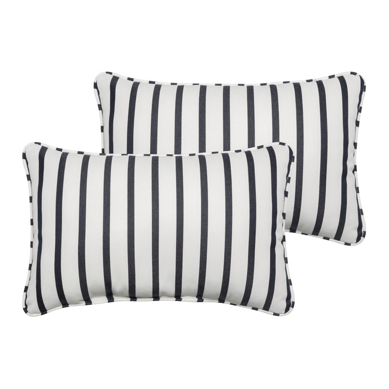 Housse et insert de coussin d'extérieur Lorena, Bleu marine / blanc