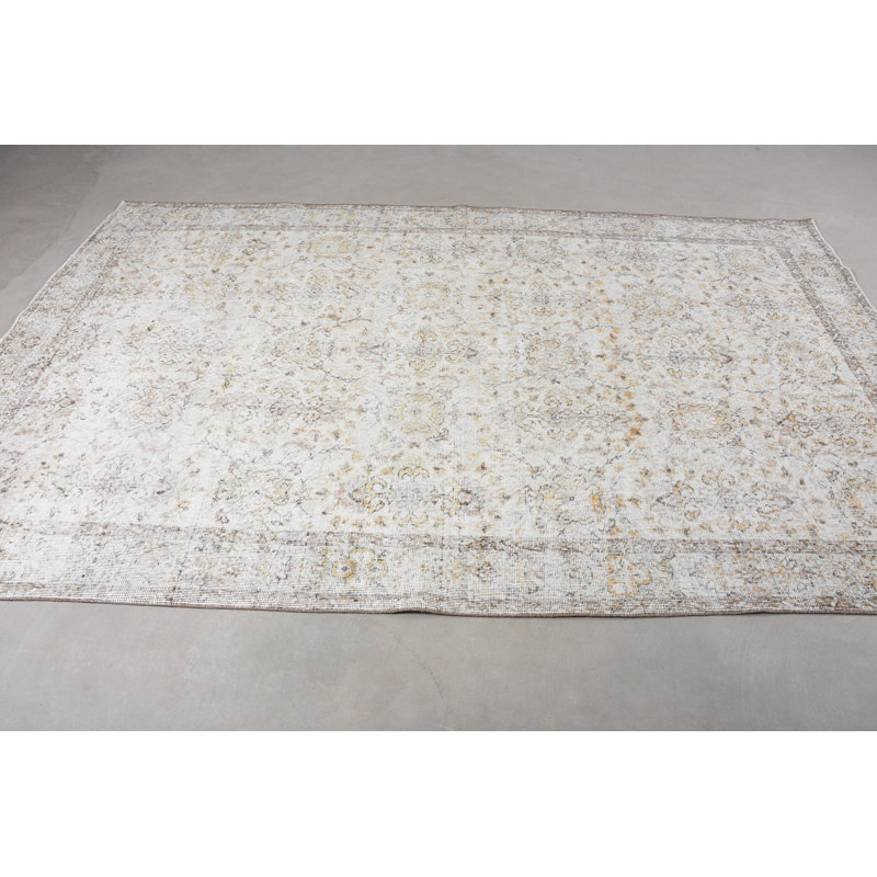 Tapis blanc en laine Modern Patchwork 70,9 x 113 po