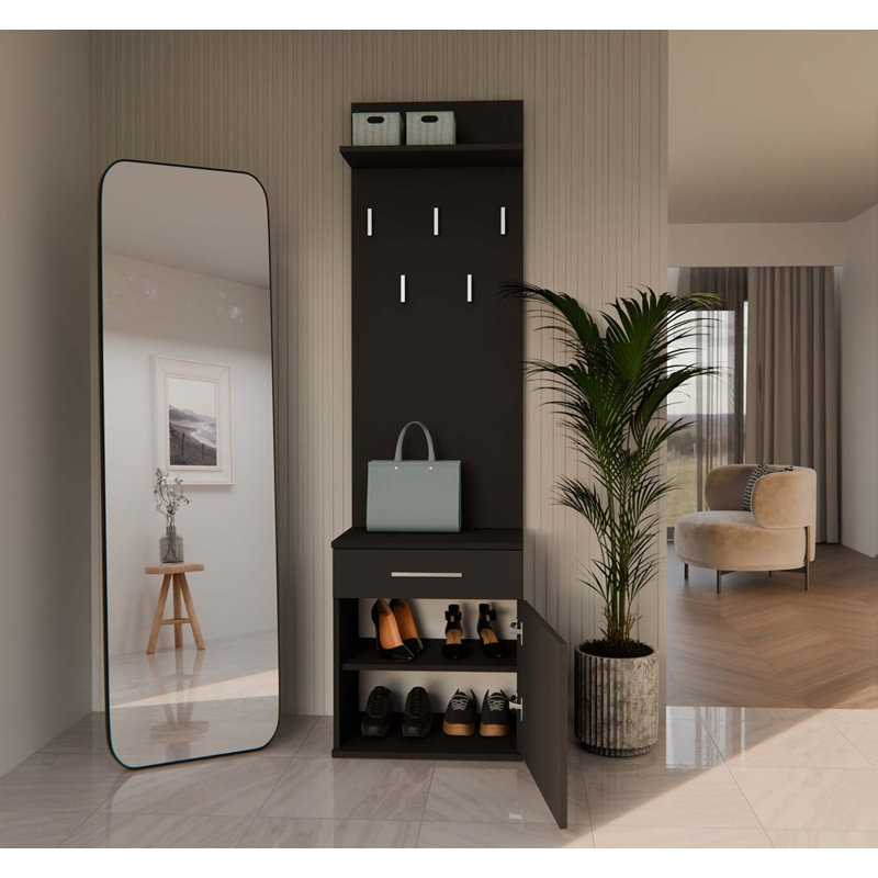 Sheena Shoe Cabinet with Wall Coat Rack