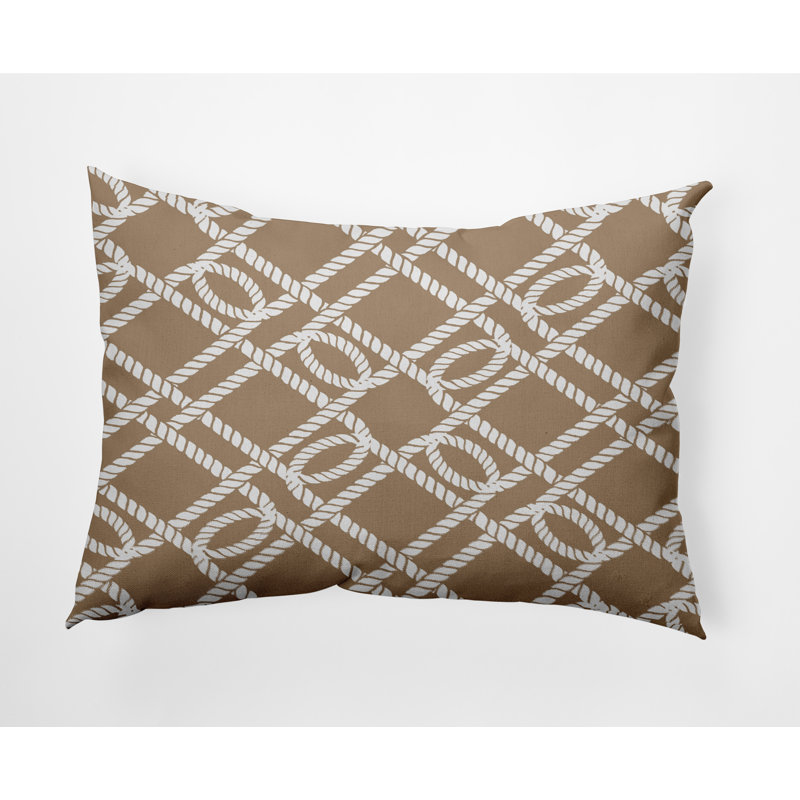 Nautical Nights Outdoor Rectangular Throw Pillow, Beige/Taupe