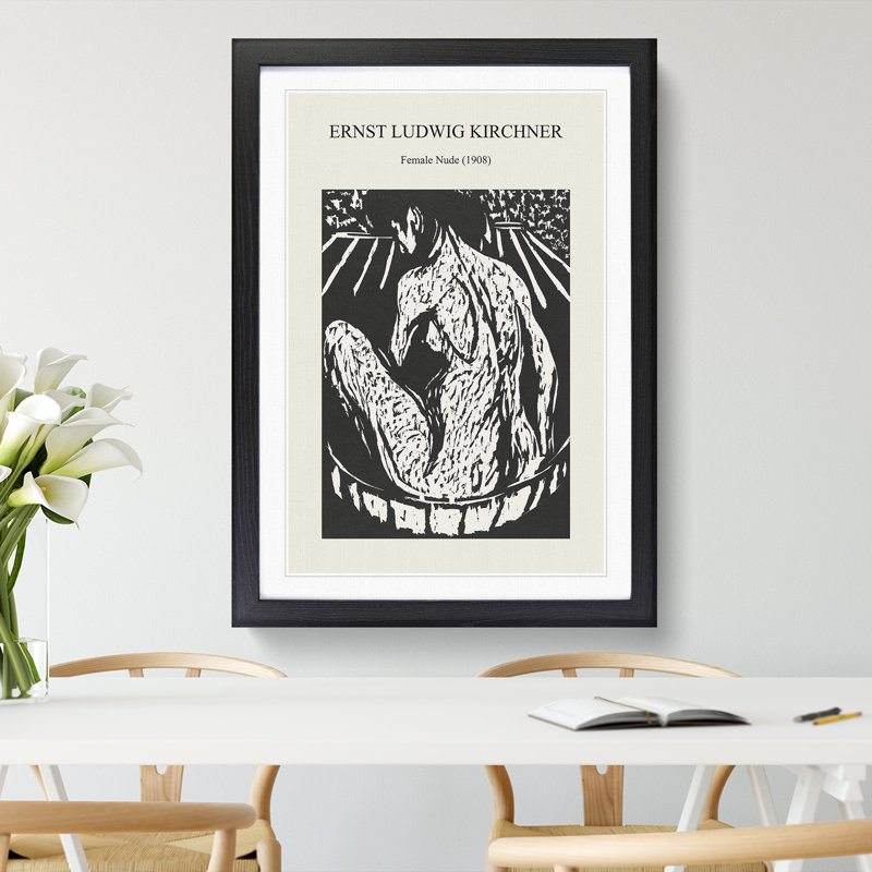 Female Nude by Ernst Ludwig Kirchner - Single Picture Frame Print, Black Framed, 48cm H x 36cm W x 2cm D