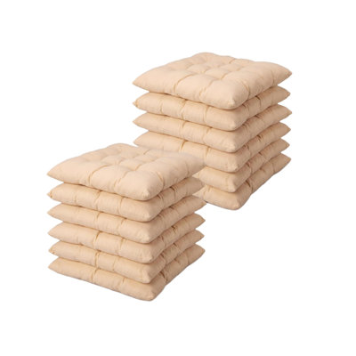 Beige 12 Pcs Bulk Floor Pillows Cushion for Kids Classroom,,Square 16" Seating Cushions