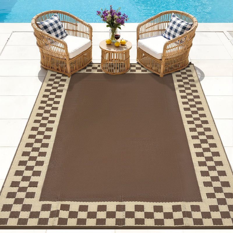 UV Resistant Geometry Outdoor Rug Waterproof Easy to Clean Plastic Deck Mat Stain Resistant Picnic Rug for Camping, Beach, RV, Porch, Patio, Backyard