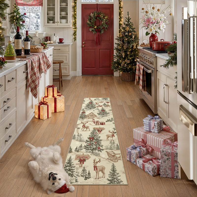 Tapis décoratif Softra motif sapin de Noël, Tapis de couloir 2 pi x 6 pi