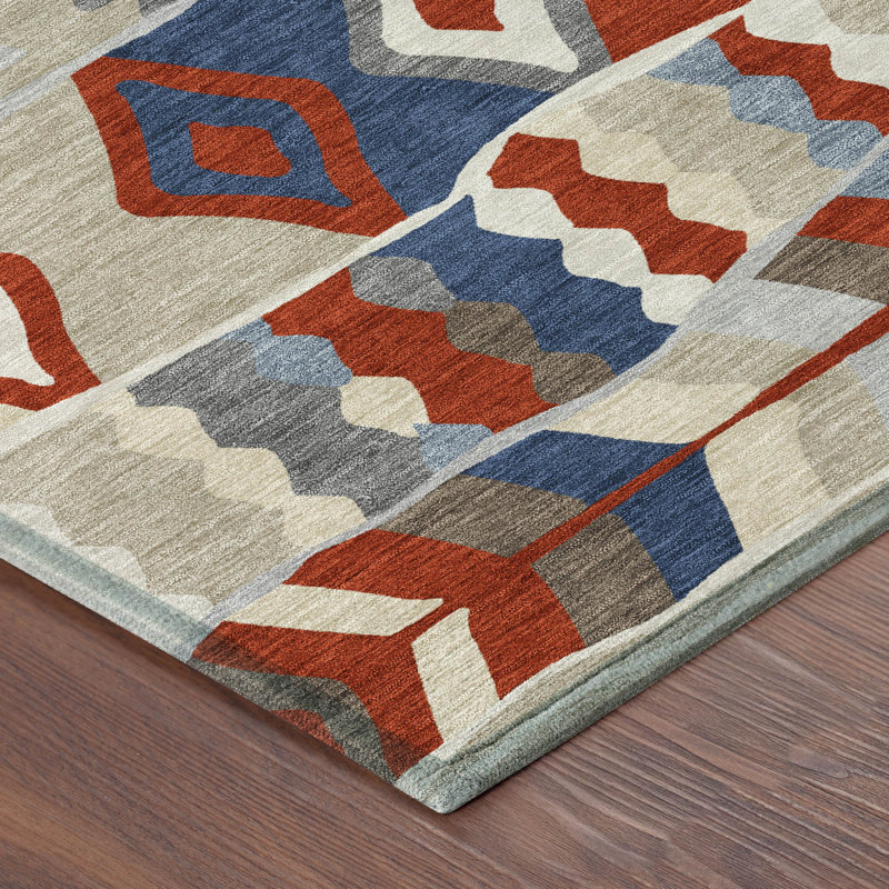 Machine Washable Indoor/Outdoor Chantille ACN2844 Lodge Rug, 1'8" x 2'6", Red