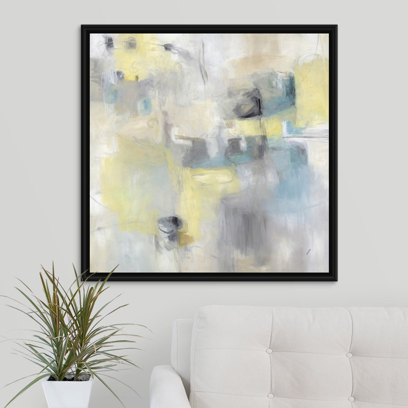 « light work », peinture sur toile, H 31,7 po x l 31,7 po x P 1,75 po, Cadre flottant noir