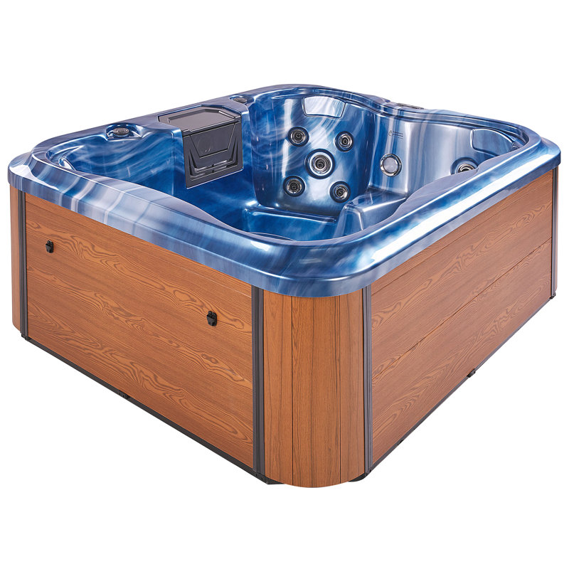 Allionna Square Hot Tub With LED Blue, Brown/Blue