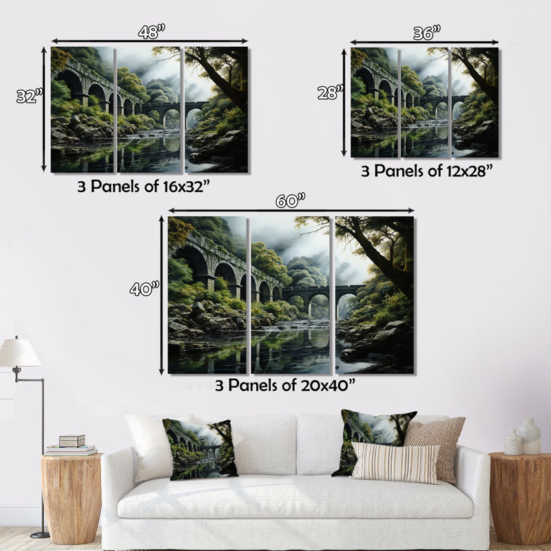 «Dam Serene Contemplation Pointillism - Dams», ensemble d'art sur toile, H 32 po x l 48 po x P 1 po