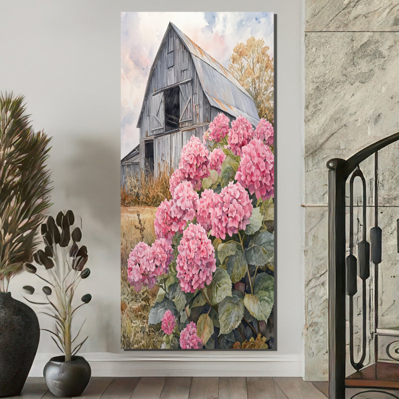 Hydrangeas In The Old Farmyard - Hydrangea Canvas Prints, 60" H x 28" W, Wrapped Canvas, Does Not Apply