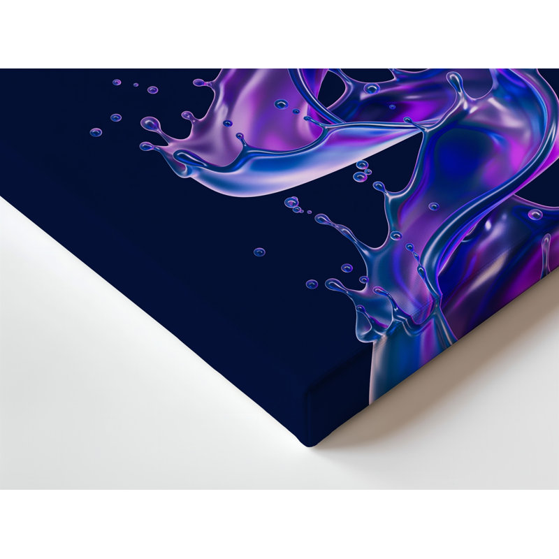 Toile, création d'une composition abstraite visuellement saisissante, avec un art mural Splash dynamique de liquide dans des nuances vibrantes de mauve et toile
