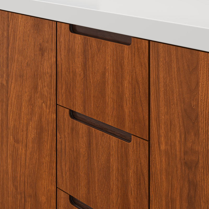 Sequoia 72 In. Double Sink Whitebrook Quartz Countertop Bath Vanity in Mango Wood, Noir Juglans