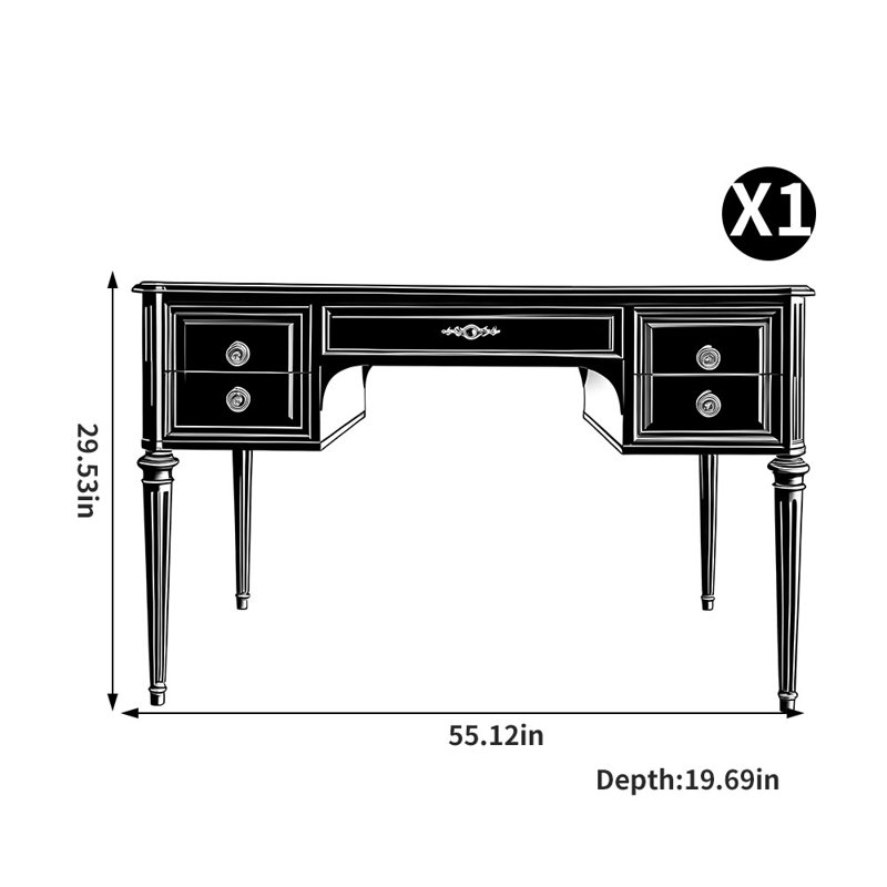 American style light luxury small desk,  29.53" H x 55.12" W x 19.69" D