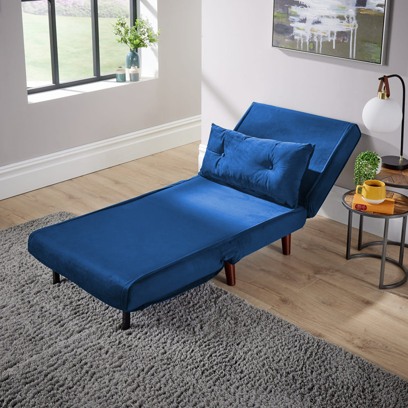 Lonara One Seater Upholstered Single Sofa Bed, Blue