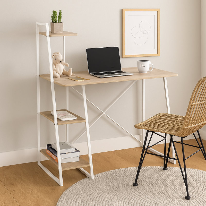 Blohm Writing Desk, White, Beech