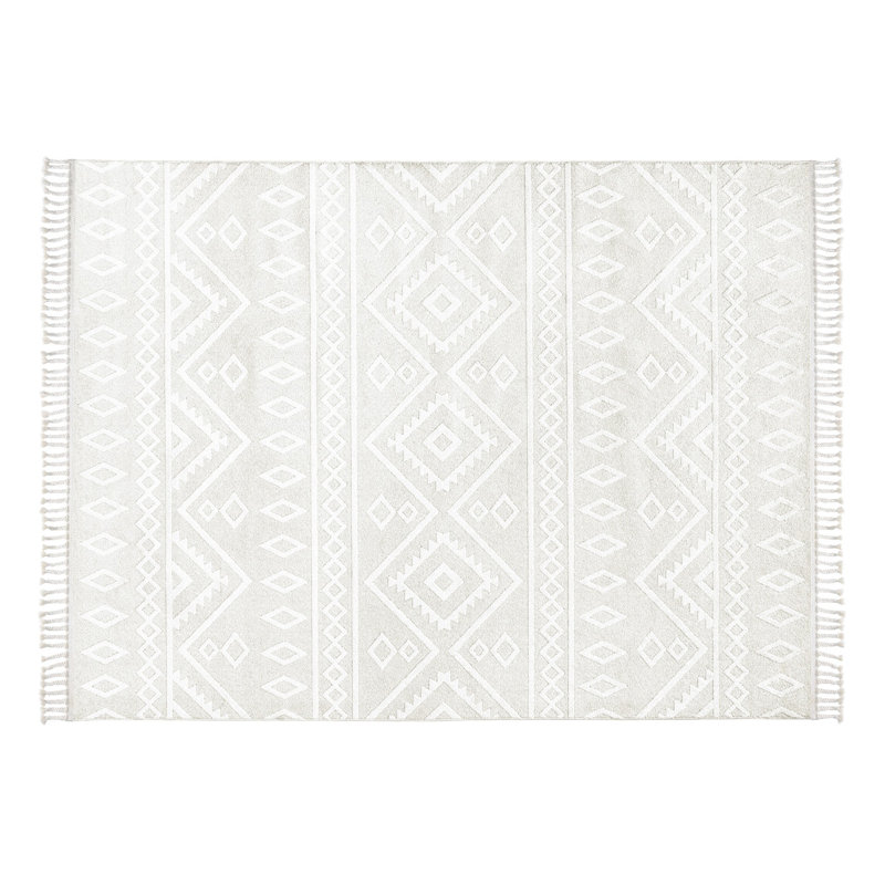 Tapis gris en polyester tissé à la machine Casuarina, Rectangle 2 pi 7 po x 4 pi 11 po