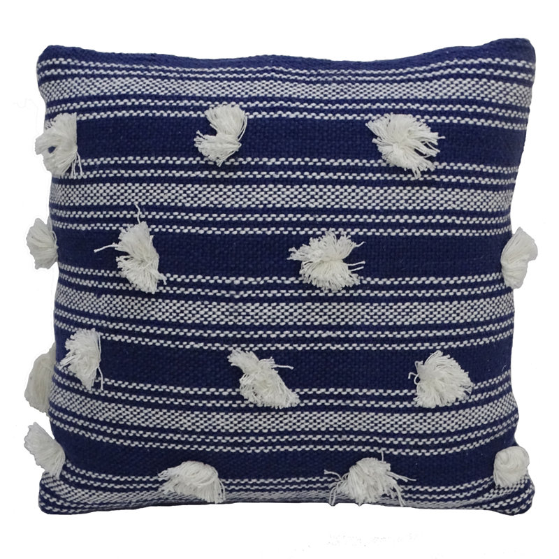 Pom-poms Cotton Blend Throw Pillow
