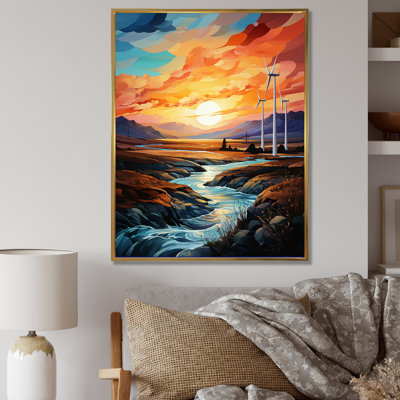 Wind Turbines Sunrise Valley I sur toile