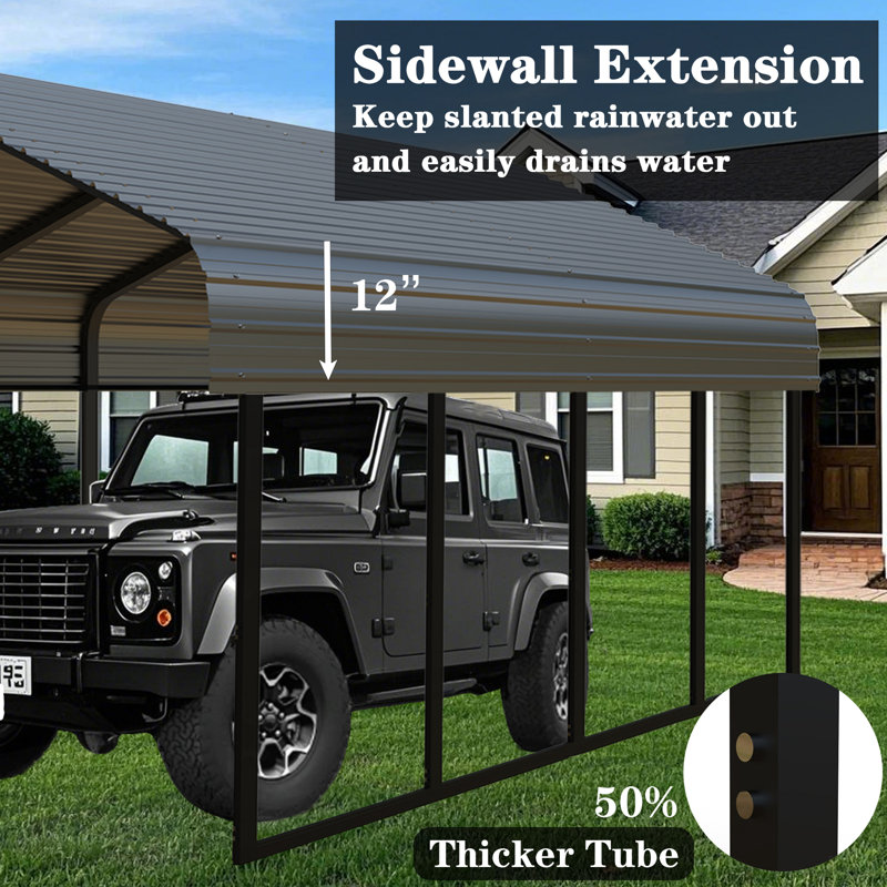 Heavy Duty Carport Shelter - Solution For Vehicles, Boats & Equipment - Durable, All-Weather, Quick Assembly - Spacious, Secure, Reinforced - Gray/White