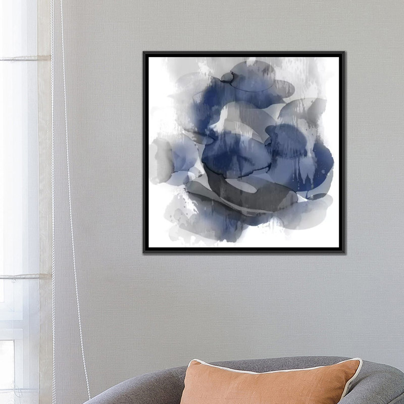«Flow II», reproduction d'impression sur toile neutre, H 37 po x l 37 po x P 1,5 po, Toile avec cadre noir, Pas de tapis